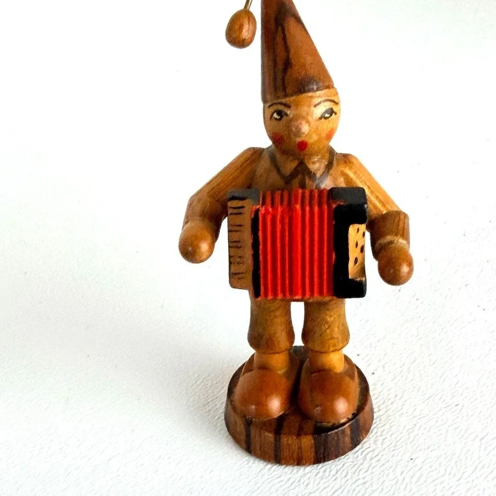 Vintage German Figurine Accordion Player Handcrafted Erzgebirge Folk Art